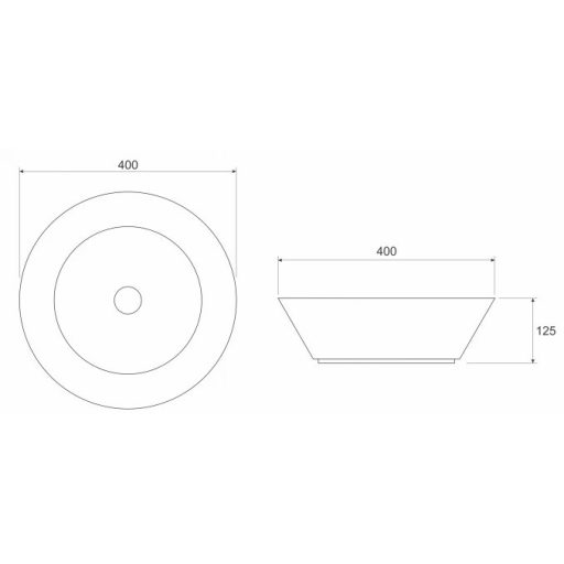 COPEN Antracit kerek, pultra ültethető fém mosdótál, (400x125 mm)