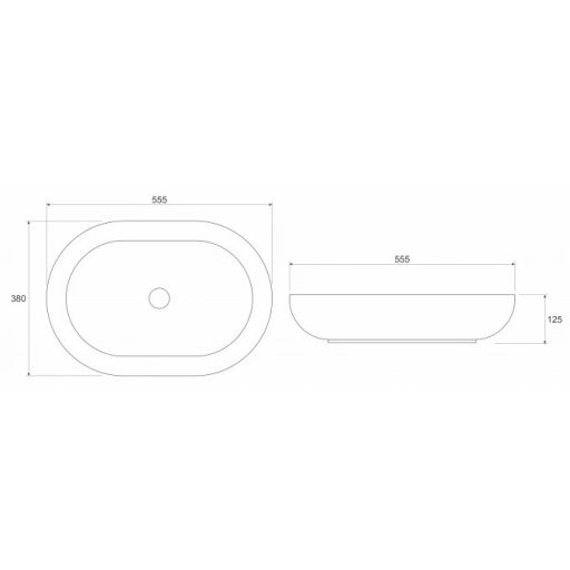 COPEN Antracit téglalap alakú, pultra ültethető fém mosdótál, 555x380x125 mm