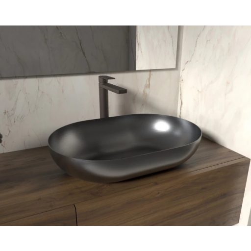 COPEN Antracit téglalap alakú, pultra ültethető fém mosdótál, 555x380x125 mm