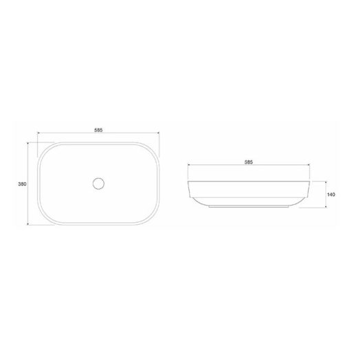 COPEN matt fehér téglalap alakú pultra ültethető mosdókagyló, 585x380x140 mm