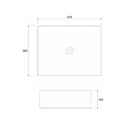 COPEN fényes fehér téglalap alakú, pultra ültethető mosdótál, 470x360x130 mm