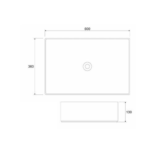 COPEN matt fehér lekerekített téglalap alakú, pultra ültethető kerámia mosdótál, 600x360x130 mm