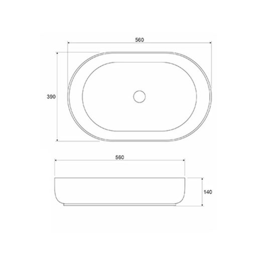 COPEN matt fekete ovális, pultra ültethető kerámia mosdótál, 560x390x140 mm
