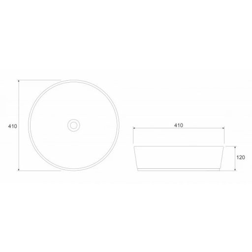 COPEN matt fekete kerek, pultra ültethető kerámia mosdótál, 410x410x120 mm