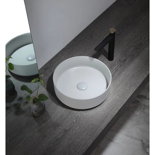 COPEN matt középszürke kerek, pultra ültethető kerámia mosdótál, 410x410x120 mm