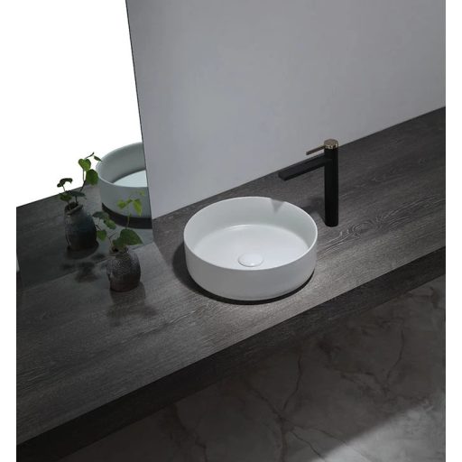 COPEN matt középszürke kerek, pultra ültethető kerámia mosdótál, 410x410x120 mm
