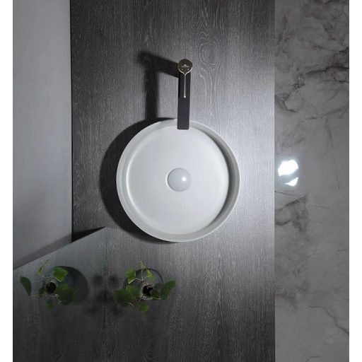 COPEN matt középszürke kerek, pultra ültethető kerámia mosdótál, 410x410x120 mm