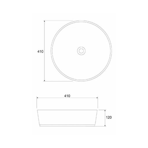 COPEN matt középszürke kerek, pultra ültethető kerámia mosdótál, 410x410x120 mm