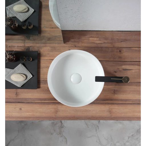 COPEN matt fehér kerek, pultra ültethető kerámia mosdótál, 410x410x120 mm