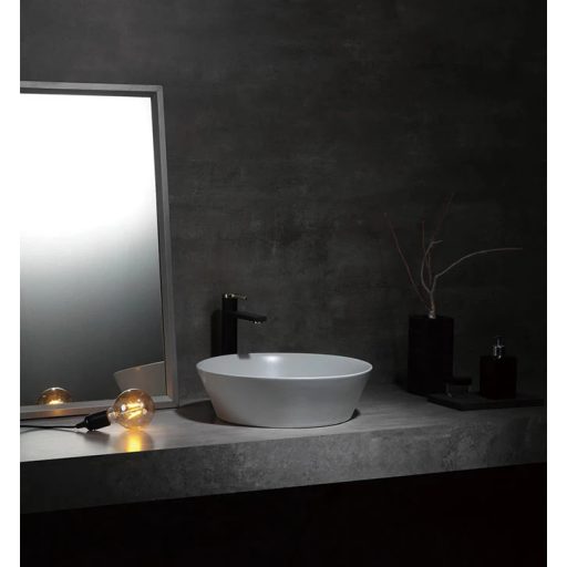 COPEN matt középszürke kerek, pultra ültethető kerámia mosdótál, 430x430x130 mm