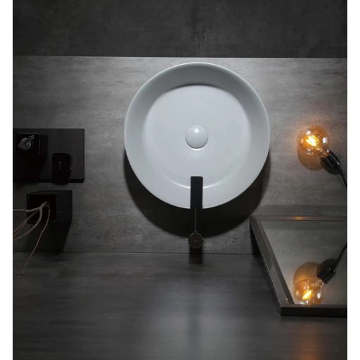 COPEN matt középszürke kerek, pultra ültethető kerámia mosdótál, 430x430x130 mm