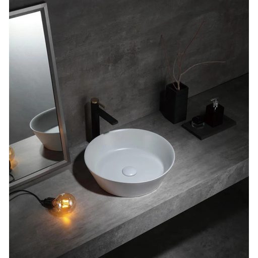 COPEN matt középszürke kerek, pultra ültethető kerámia mosdótál, 430x430x130 mm
