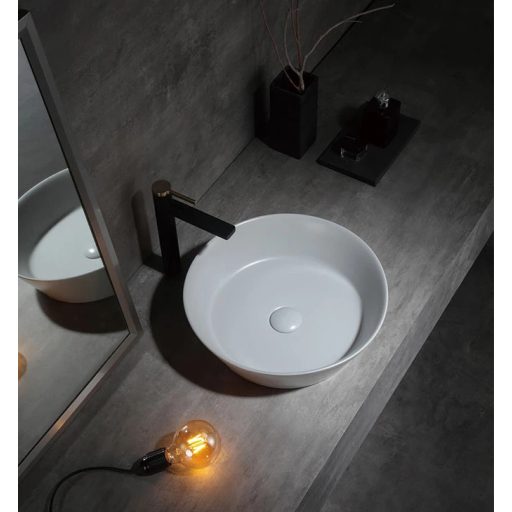 COPEN matt középszürke kerek, pultra ültethető kerámia mosdótál, 430x430x130 mm