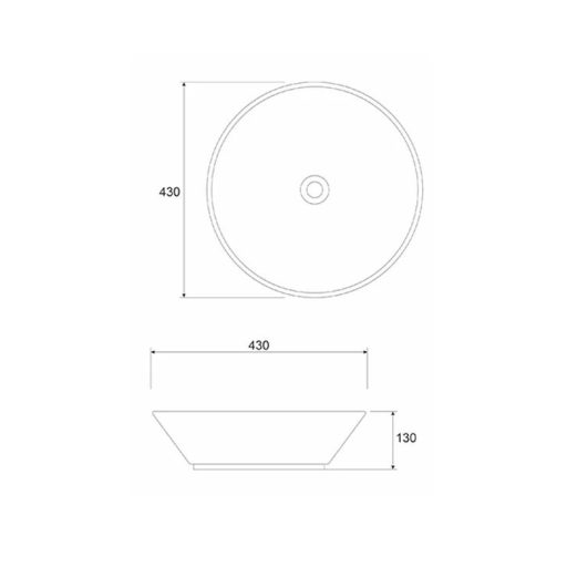 COPEN matt középszürke kerek, pultra ültethető kerámia mosdótál, 430x430x130 mm