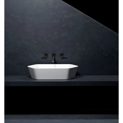 COPEN fényes fehér lekerekített téglalap alakú, pultra ültethető mosdótál,610x360x145 mm
