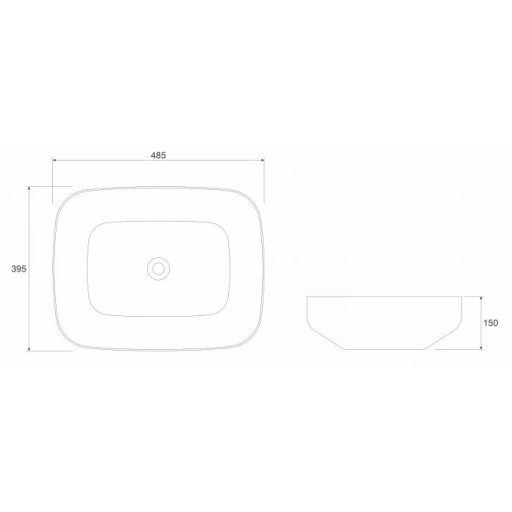 COPEN matt fehér téglalap alakú, pultra ültethető kerámia mosdótál, 485x395x150 mm