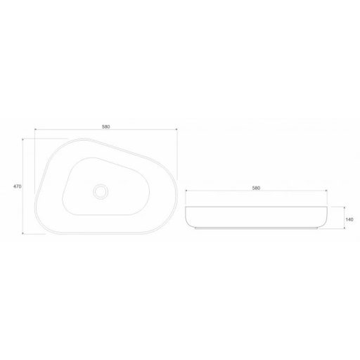COPEN fehér aszimmetrikus pultra helyzhető dizájn mosdótál, 580x470x140 mm