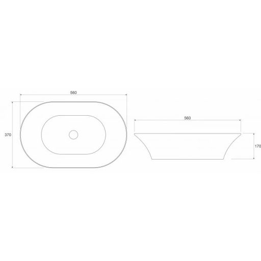 COPEN fényes fehér ovális lekerekített sarkú pultra ültethető kerámia mosdótál, 560x370x170 mm