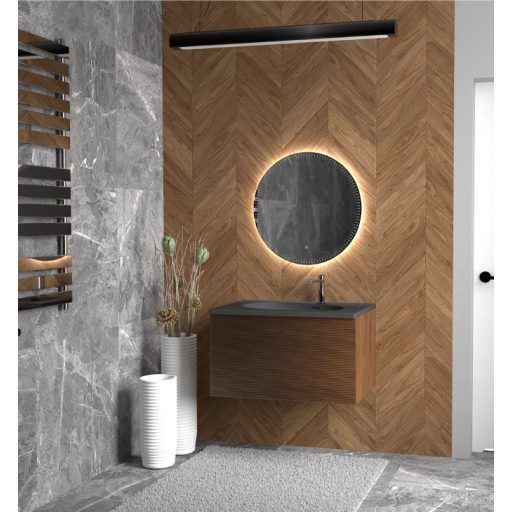 COPEN Lumber 80 cm Függesztett Fürdőszobaszekrény – Füstölt Sötét Tölgy – Nedvességálló