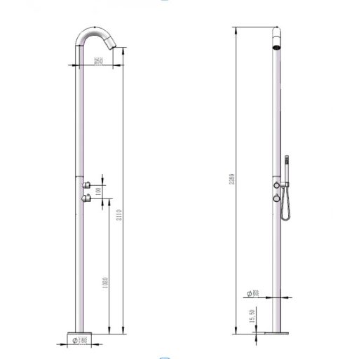 Copen SPA álló kültéri zuhanyoszlop zuhanyszettel, króm
