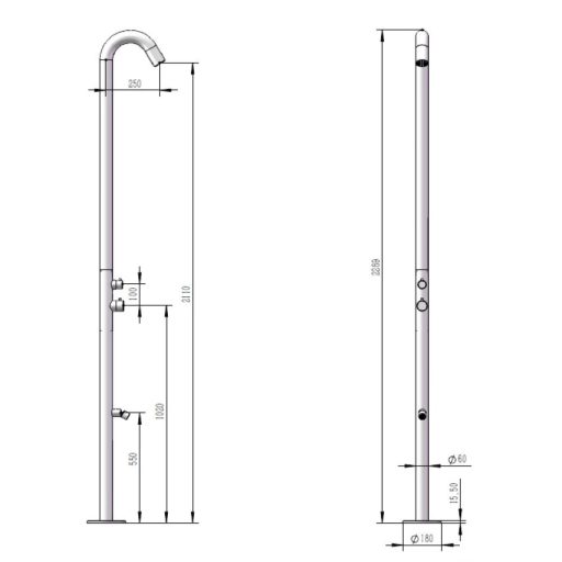 Copen SPA álló kültéri zuhanyoszlop lábmosó kifolyóval, króm