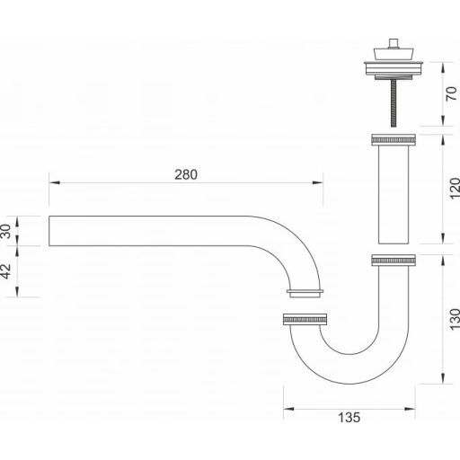 Minotti mosdószifon 5/4" leeresztő nélkül, króm