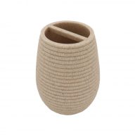   Minotti bordázott kerámia fogkefetartó pohár, bézs, pultra helyezhető