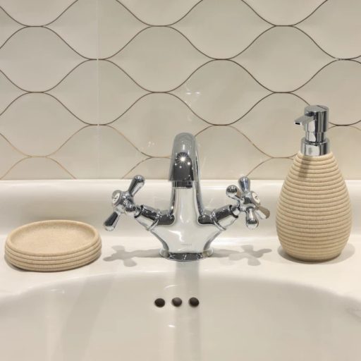 MINOTTI Szappantartó, kerek kőhatású bézs