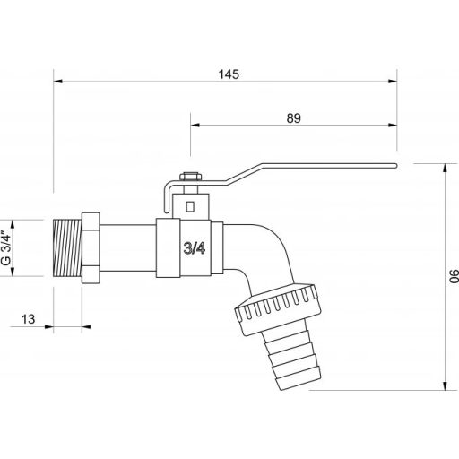 Minotti fali kerti gömbcsap tömlővéggel – 3/4" x 1"
