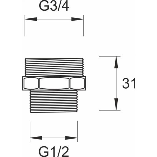 Minotti átalakító csatlakozó 3/4" x 1/2" külső menet króm