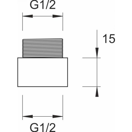 Minotti hosszabbító idom 1/2" x 15 mm, króm