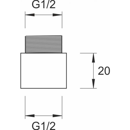 Minotti hosszabbító idom 1/2" x 20 mm, króm