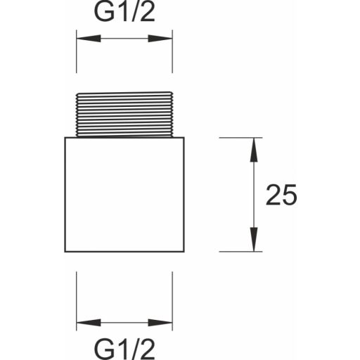 Minotti hosszabbító idom 1/2" x 25 mm, króm
