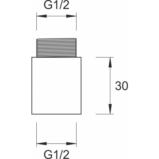 Minotti hosszabbító idom 1/2" x 30 mm, króm