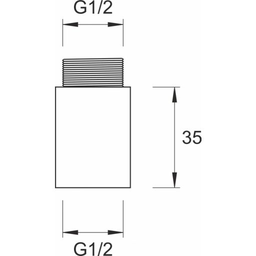 Minotti hosszabbító idom  1/2" x 35 mm, króm