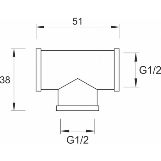 Minotti T-idom 1/2" FFF menet, króm