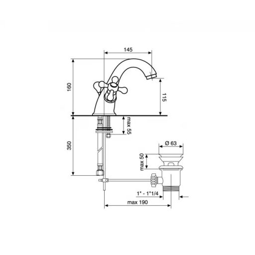Mosdó csaptelep EMMEVI DECO, króm, kétkaros