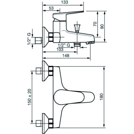 EMMEVI BETA NEW Kád csaptelep zuhanyszett nélkül
