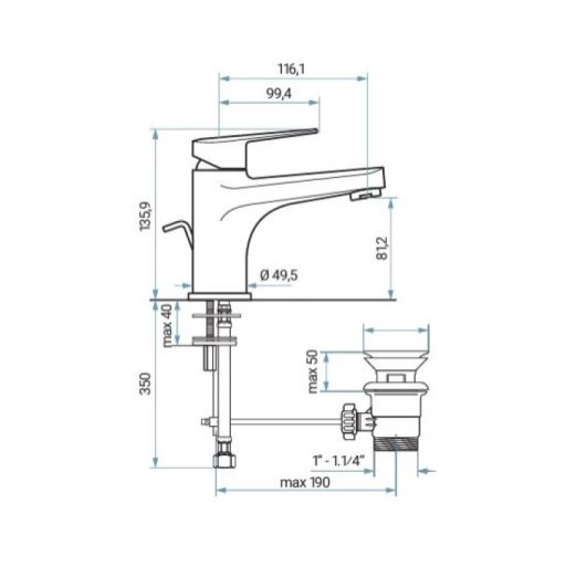 EMMEVI BETA Mosdó csaptelep NEW POP-UP leeresztővel