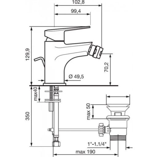 EMMEVI BETA NEW egykaros bidécsaptelep – 130 mm – króm