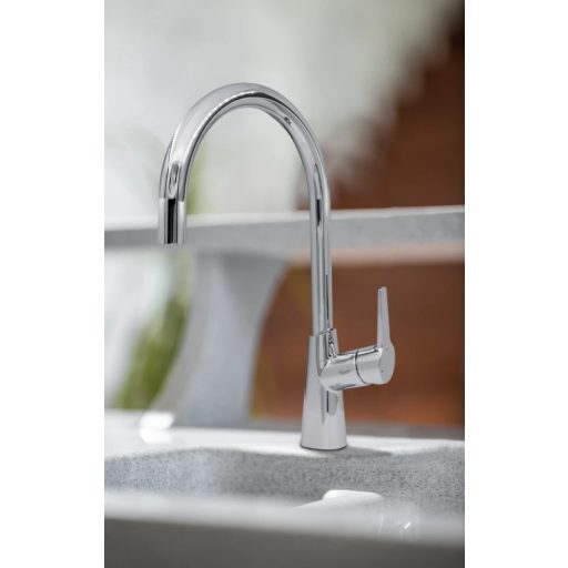 EMMEVI Nicla hattyúnyakú mosogató csaptelep, 386x200 mm, króm