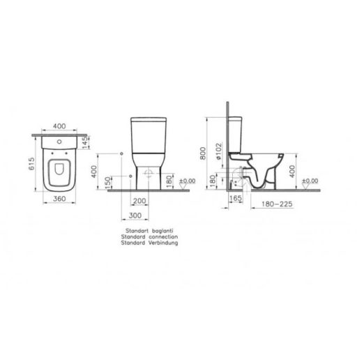 VITRA S20 monoblokk WC bide funkcióval és soft-close duroplast ülőkével, vario, BTW