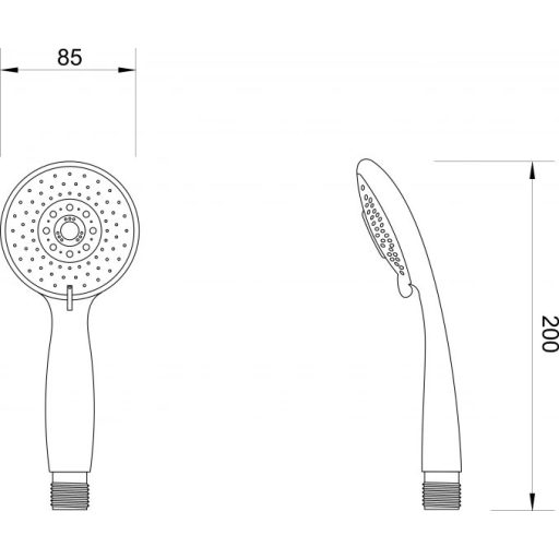 MINOTTI Modern Multi-Funkciós Kézi Zuhanyfej, 85 mm – Matt Fekete és Szürke (DF2522)