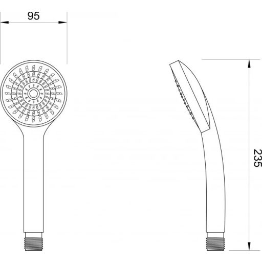 MINOTTI Modern Kerek Kézi Zuhanyfej, 95 mm – Króm és Szürke Elegancia (DF2528)