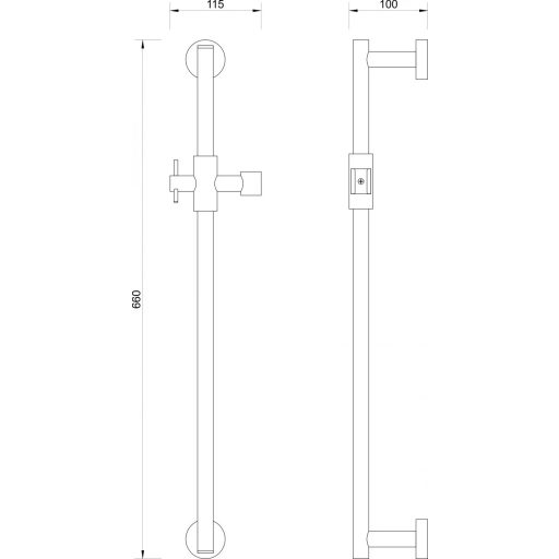 MINOTTI fali zuhanytartó rúd – króm, 660 mm