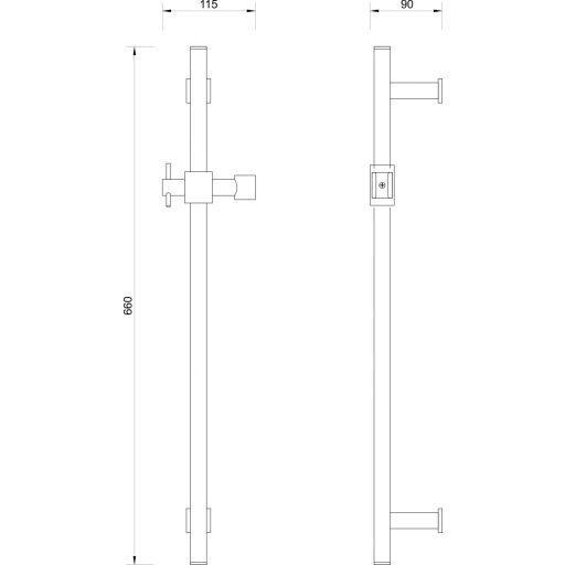 MINOTTI fali zuhanytartó rúd – fényes króm, 660 mm