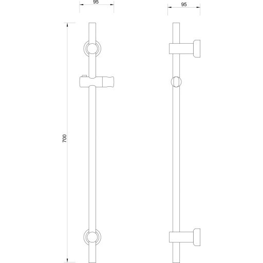 MINOTTI fali zuhanytartó rúd – matt fekete, 700 mm