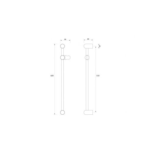 MINOTTI fali zuhanytartó rúd – fényes króm, 600 mm