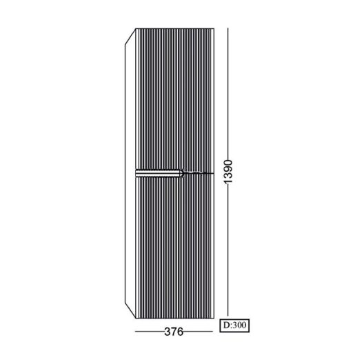 LineART DROP Bordázott fali szekrény – 38 cm | Matt Fehér, Nedvességálló