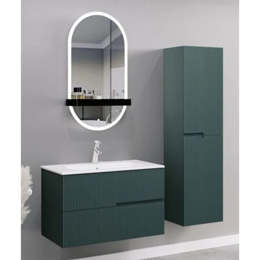 LineART DROP 81 cm Függesztett Mosdószekrény – Matt Jáde Zöld (Zsályazöld) – Nedvességálló